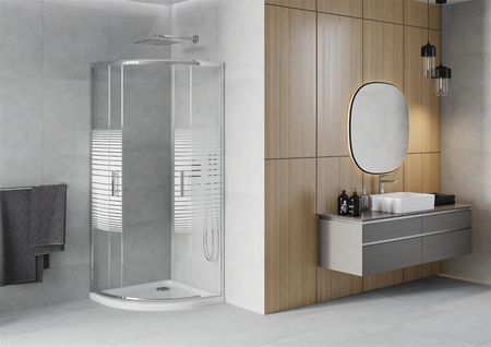 Mexen Rio 80x80cm Pasy Chrom + Brodzik Flat Biały 863-080-080-01-20-4110 - zdjęcie 6