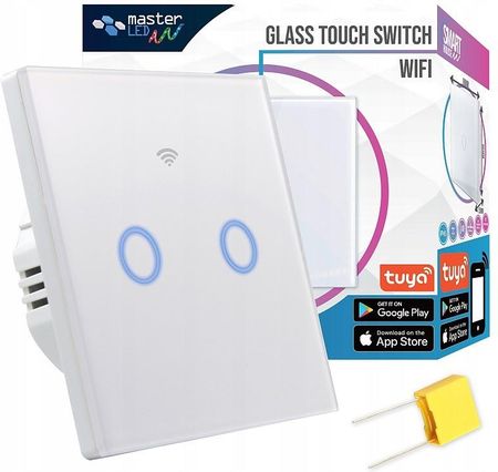 Master-Led Włącznik szklany dotykowy WIFI podwójny Smart House Biały (5086)