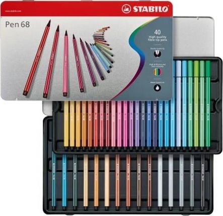 STABILO Pen 68 flamastry premium, metalowe etui, 65 różnych kolorów, 66  sztuk