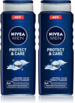 Nivea Men Protect & Care Żel Pod Prysznic Do Twarzy, Ciała I Włosów Wygodne Opakowanie 2 X 500 Ml