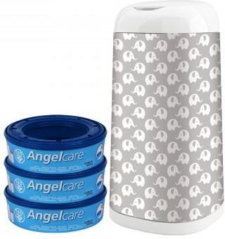 Angelcare Pojemnik Kosz Dress Up Na Brudne Zużyte Pieluchy + Rękaw Szary + 3 Wkłady