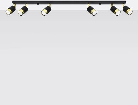 Sollux Lighting Plafon NERO 6 czarny/złoty stalowa lampa sufitowa listwa z ruchomym kloszem Gu10 LED