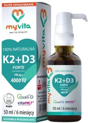 Myvita Witamina K2 MK-7+ D3 Forte w kroplach 4000iu 50ml