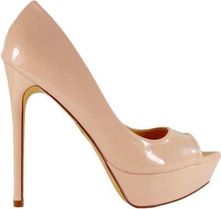Beżowe nude szpilki na platformie z odkrytym palcem 36