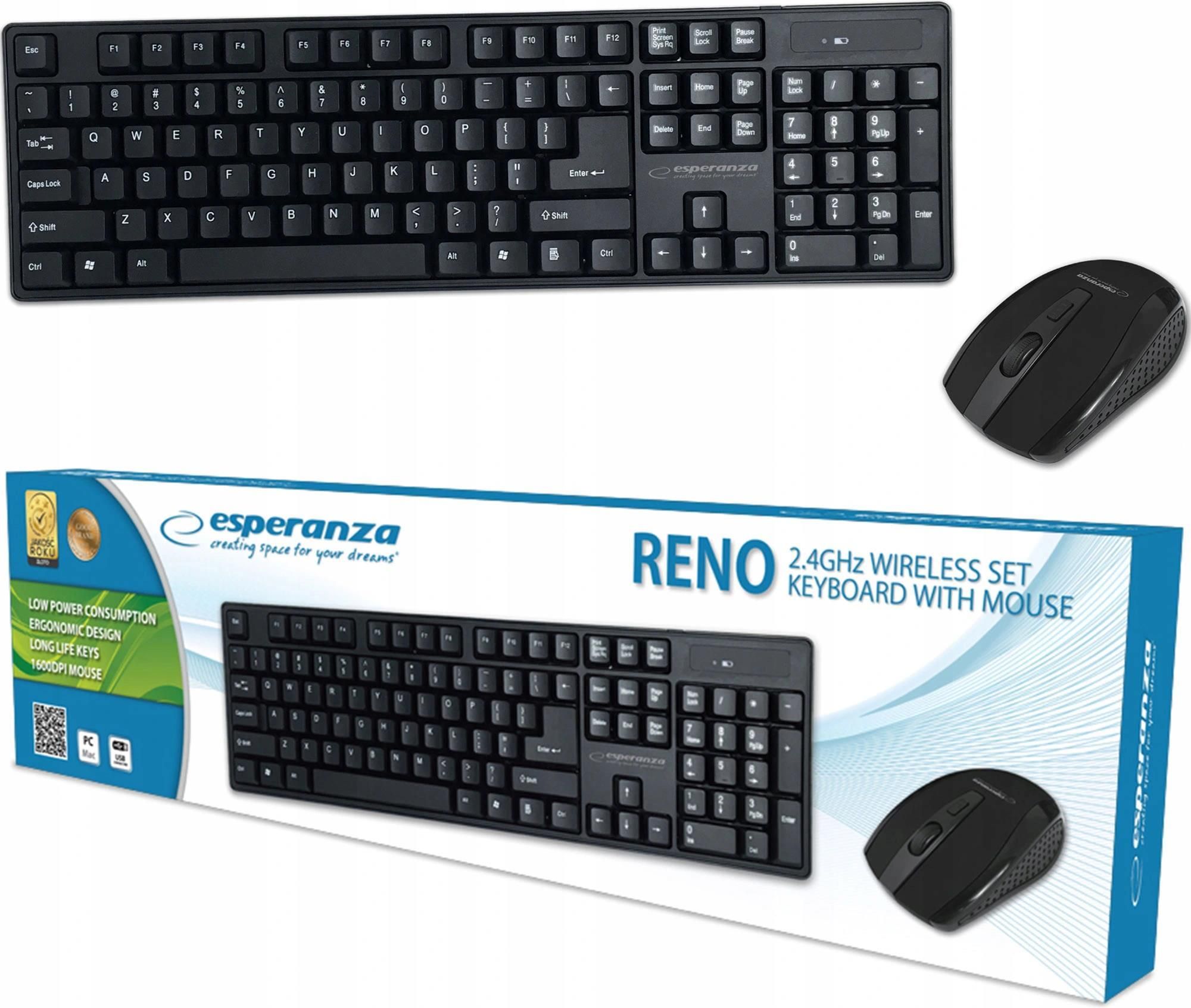 Zestaw klawiatura + mysz Esperanza ka i Cicha Bezprzewodowa