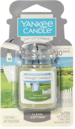 Yankee Candle Car Jar Clean Cotton Zawieszka do Samochodu, Klips na Nawiew 4ml