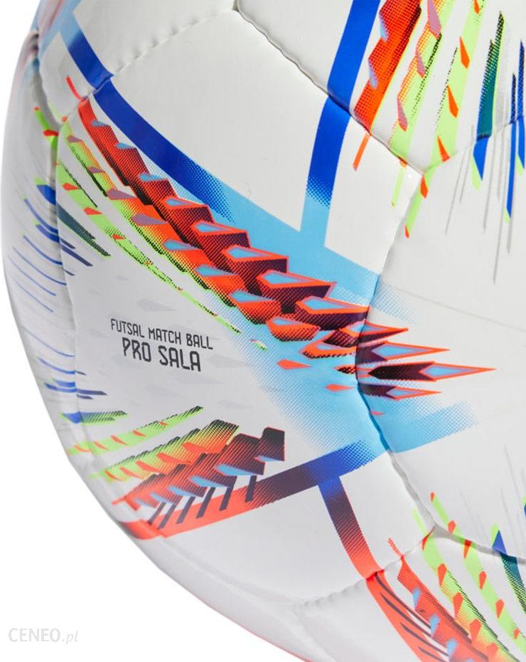 Piłka nożna adidas Al Rihla Pro Sala Futs biało-niebiesko-pomarańczowa H57789