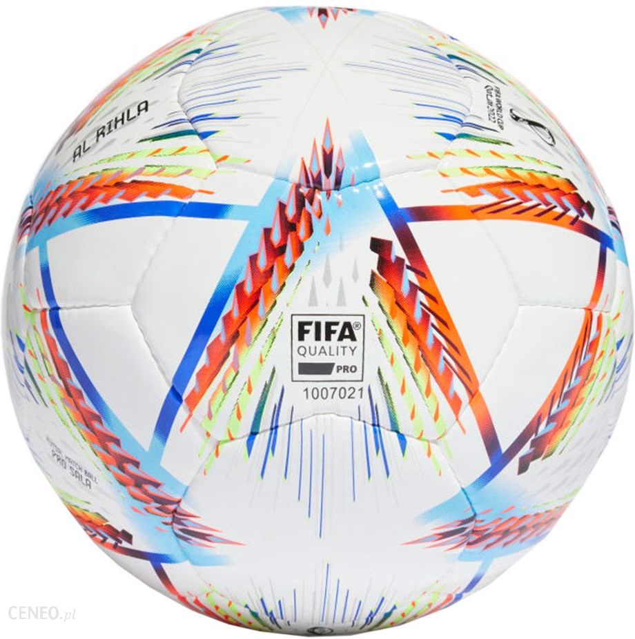 Piłka nożna adidas Al Rihla Pro Sala Futs biało-niebiesko-pomarańczowa H57789