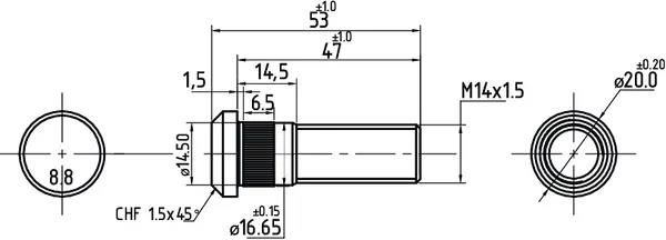 GOPART ŚRUBA KOŁA PRZEDNIEGO M14X1.5X44> PASUJE DO ZETOR