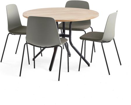 Zestaw mebli VARIOUS + LANGFORD, 1 stół i 4 szaro brązowe krzesła