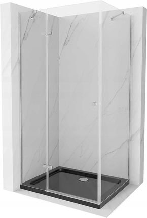 Mexen Roma 100x80cm Transparent Chrom + Brodzik Flat Czarny 854-100-080-01-00-4070