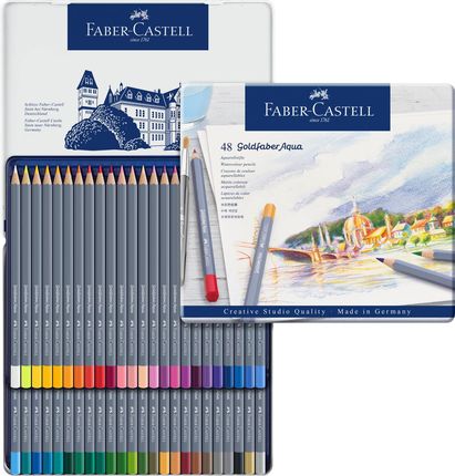 Faber Castell Kredki Akwarelowe Faber-Castell goldfaber Aqua 48 Kolorów Opakowanie Metalowe