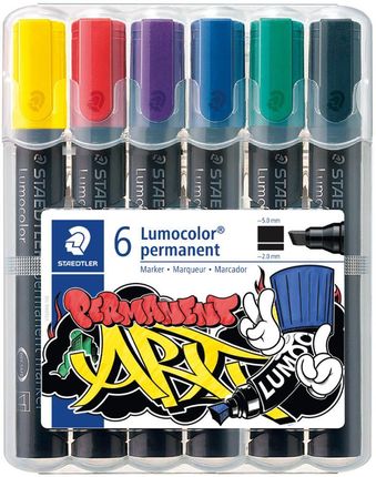 Staedtler Marker Lumocolor Art Wodoodporny Ścięta Końcówka 6 Kolorów W Etui
