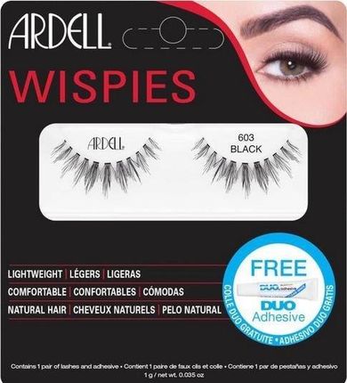 Ardell _Set Wispies 603 1 Para Sztucznych Rzęs Black + Duo Adhesive Klej