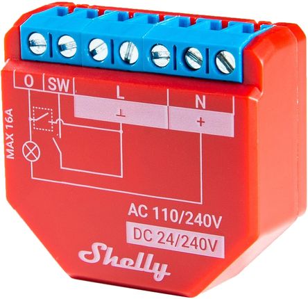 Shelly PLUS 1 PM przekaźnik Wi-Fi/Bluetooth 16A AC/DC z monitorem energii