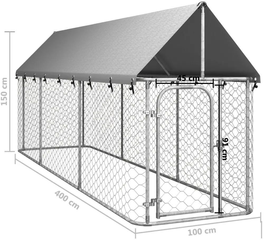 Vidaxl Kojec Dla Psa Z Zadaszeniem 400x100x150cm (171497)