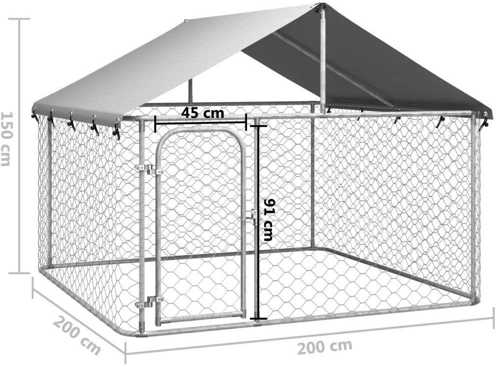 Vidaxl Kojec Z Zadaszeniem Dla Psa 200x200x150cm (171498)