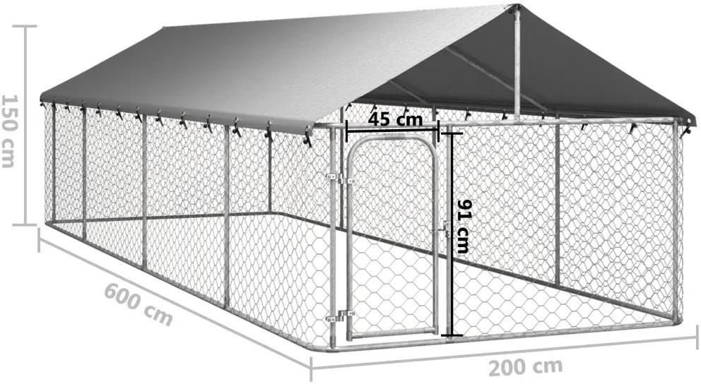 Vidaxl Kojec Z Zadaszeniem Dla Psa 600x200x150cm (171500)