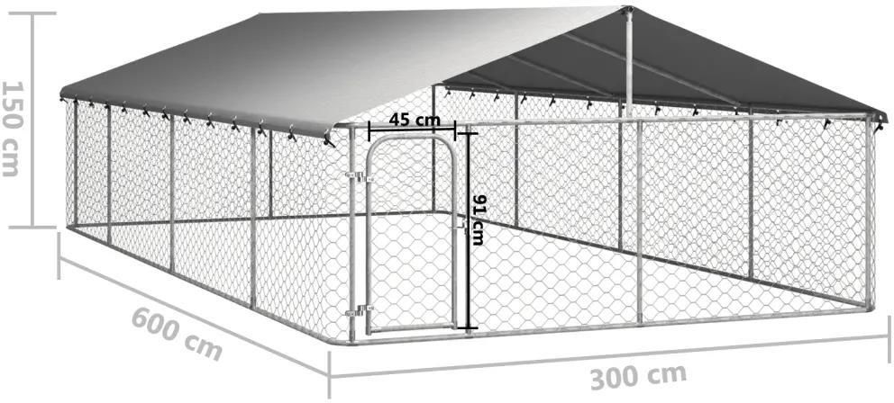 Vidaxl Kojec Z Zadaszeniem Dla Psa 600x300x150cm (171502)