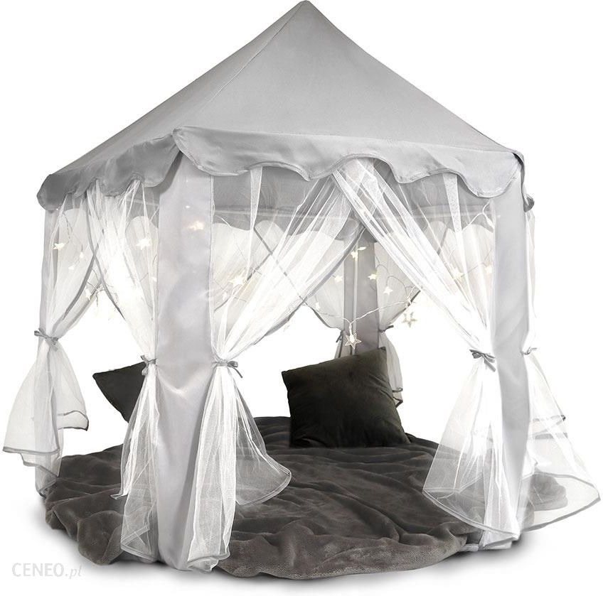 Namiot dla dzieci Pałac - Zamek z lampkami LED - szary