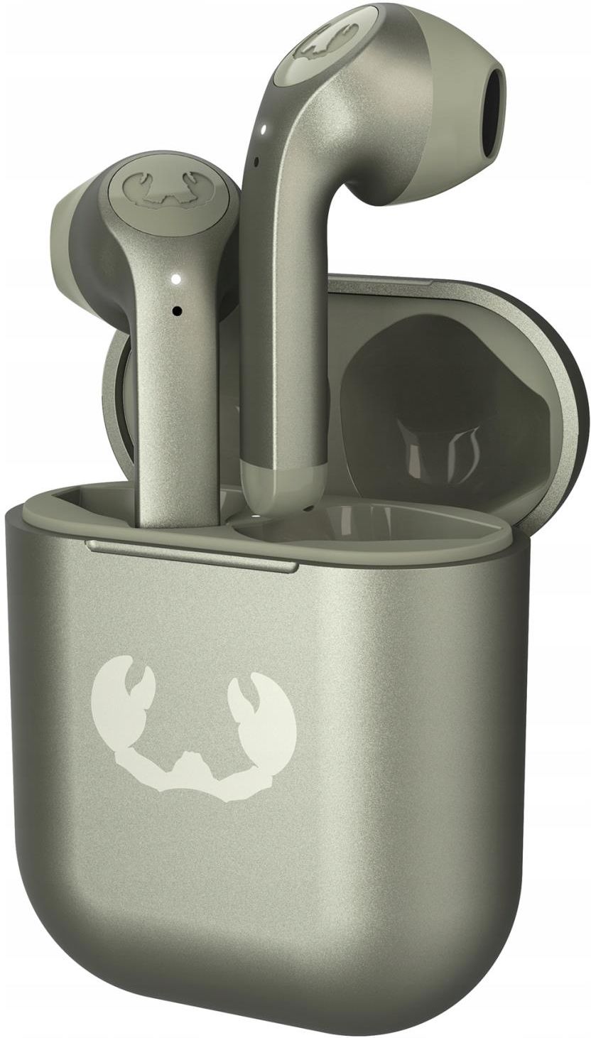 Auriculares Fresh 'n Rebel Twins 3 TWS Dried Green con estuche de carga abierto