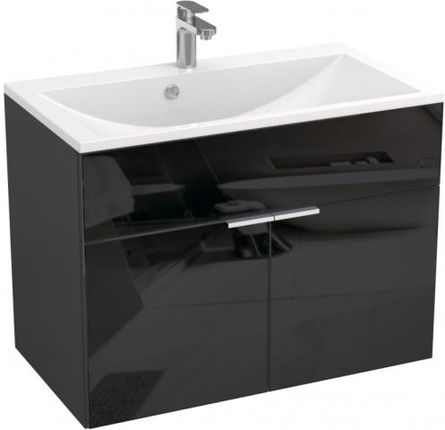 ZONE zestaw szafka łazienkowa 80 cm z umywalką grafit szkło