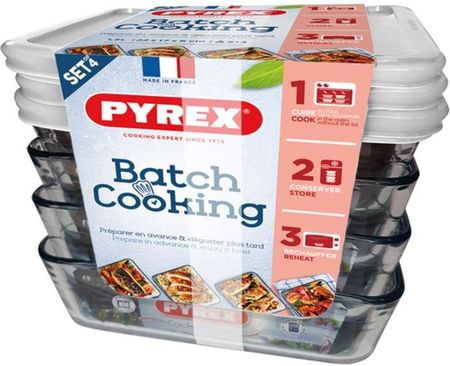 Pyrex Set Pojemników Na Lunch Cook & Freeze Szkło Przezroczysty 4X1,5L (S2702160)
