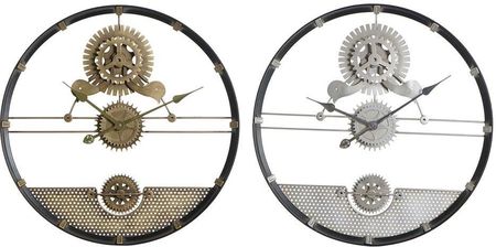 Dkd Home Decor Zegar Ścienny Srebrzysty Złoty Żelazo Koła Zębate 2Szt. 60X5X60Cm (S3026680)