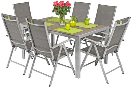 Zestaw Ogrodowy Aluminiowy Modena Stół I 6 Krzeseł - Srebrny