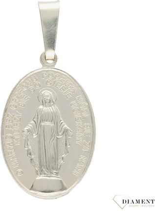 Zawieszka srebrna medalik 'O Maryjo bez grzechu poczęta'
