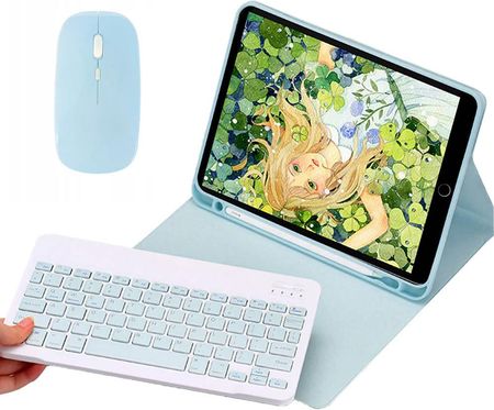 Etui kolorowe z klawiaturą i myszką do Apple iPad 7/8 10.2 (Niebieskie)