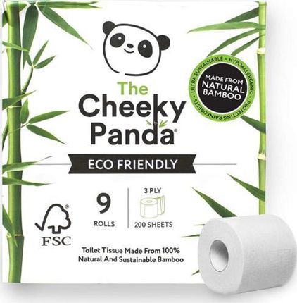 Cheeky Panda Chusteczki Papier Toaleto Cheeky Panda Chusteczki Papier Toaleto Chusteczki Toaletowy Bambusowy Trzywarstwowy 9 Rolek