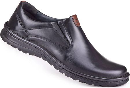 Buty męskie skórzane wsuwane 12KAM czarne
