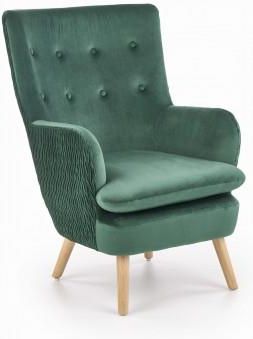 Halmar RAVEL fotel wypoczynkowy ciemny zielony / naturalny