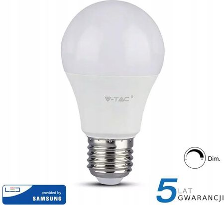 Żarówka LED V-TAC SAMSUNG CHIP 12W E27 A60 Ściemnialna VT-262D 4000K 1055lm 5 Lat Gwarancji