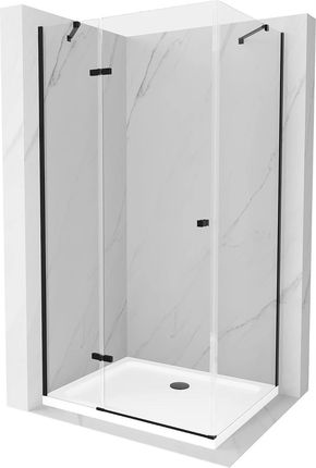 Mexen Roma 110x90cm Transparent Czarny + Brodzik Flat Biały 854-110-090-70-00-4010B