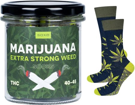 Skarpetki męskie kolorowe SOXO GOOD STUFF Marihuana w słoiku śmieszne bawełniane