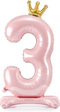Zdjęcie Party Deco Balon Foliowy Stojący Cyfra 3 Różowa Z Koroną 84Cm 1 Szt. - Bierutów