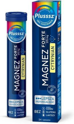 Plusssz Magnez Forte Cytrynian 24 tabletki musujące
