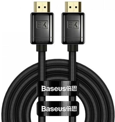 BASEUS  KABEL HDMI 2.1 HIGH DEFINITION SERIES, 8K 60HZ, 3D, HDR, 48GBPS, 2M (CZARNY) (WKGQ000101)  (WKGQ000101)