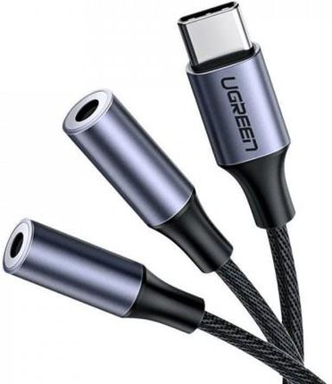 Ugreen Adapter audio CM445, USB-C do 2x Mini Jack 3.5mm AUX (szary) (20190)