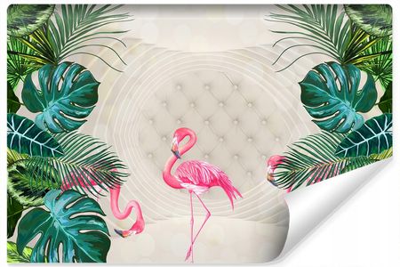 Muralo Fototapeta Flamingi Liście Abstrakcja 3D 180X120