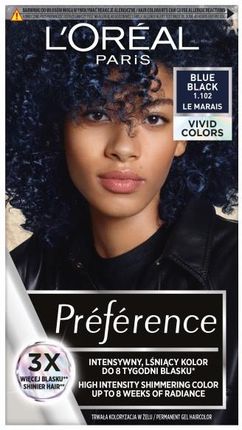 L'Oreal Paris Preference Vivid Colors trwała farba do włosów 1.102 Blue Black