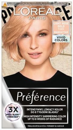 L'Oreal Paris Preference Vivid Colors trwała farba do włosów 9.023 Light Rose Gold
