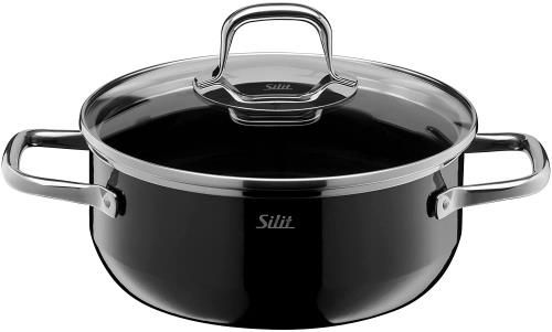Silit Passion Black kook-/vleespan, hoog, 20 cm, glazen deksel, 3,7 l