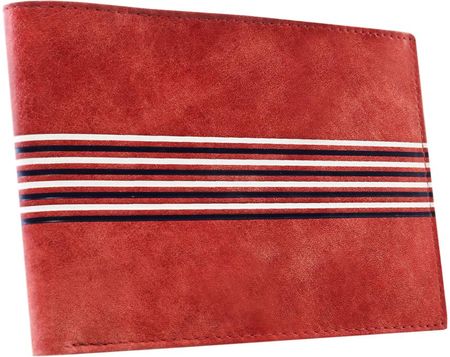 Portfel męski czerwony zdobiony paskami 701-CSG RED WHITE BL