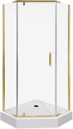 KERRA KORA 90 GOLD kabina natryskowa pentagonalna 90x90x195cm szkło transp/profil złoty