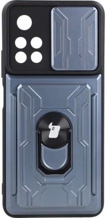 Bizon Etui Case Camshield Card Slot Ring Xiaomi Poco M4 Pro Szare