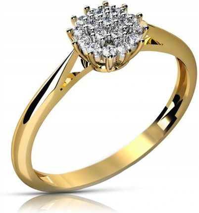Złoty Pierścionek Zaręczynowy 585 14K Cyrkonia r17