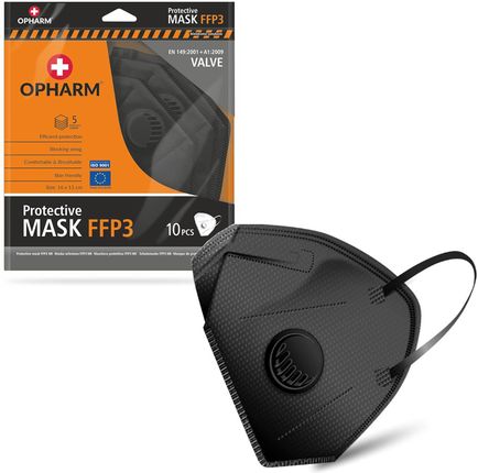 Maski ochronne FFP3 Opharm z zaworkiem 10 szt. - czarne